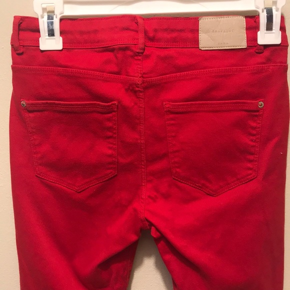Zara red trafaluc jeans - Picture 2 of 4